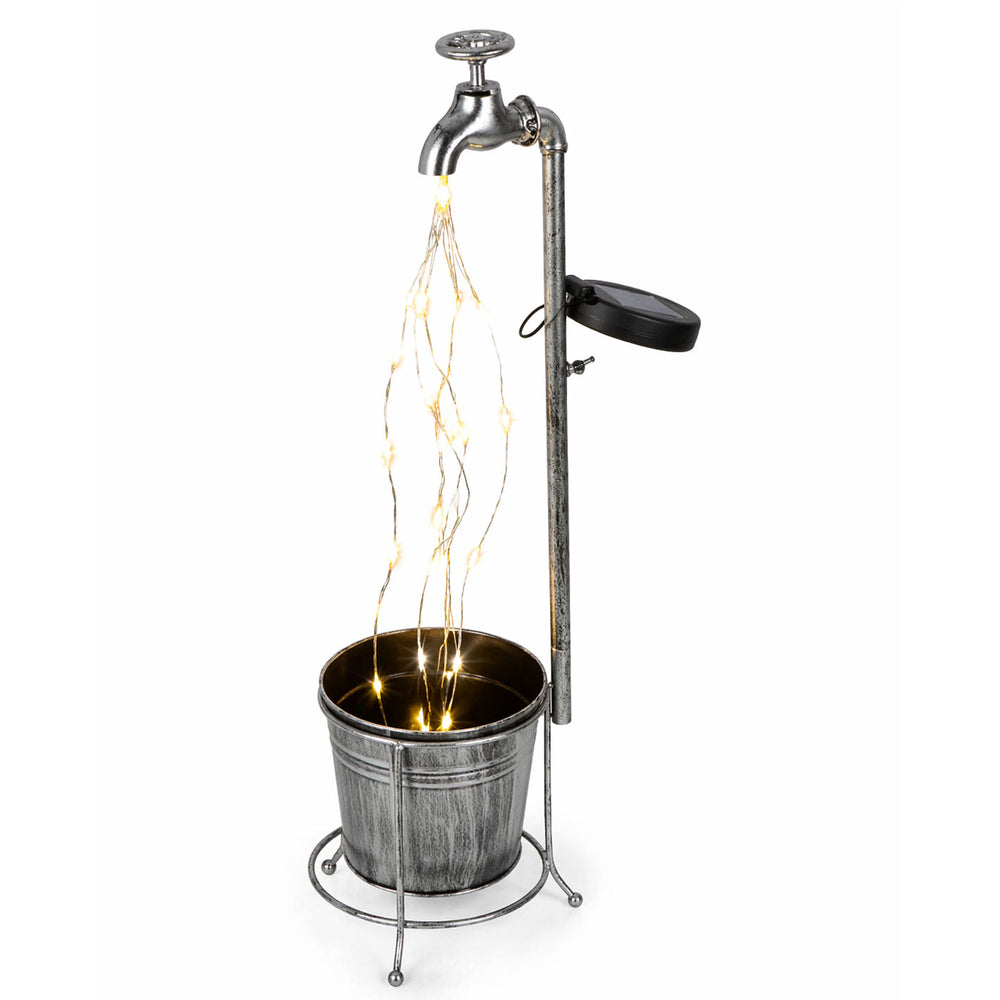 Solar Watering Tap with Cascade Lights – Warm White LED Garden Feature Light