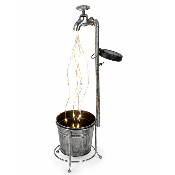 Solar Watering Tap with Cascade Lights – Warm White LED Garden Feature Light