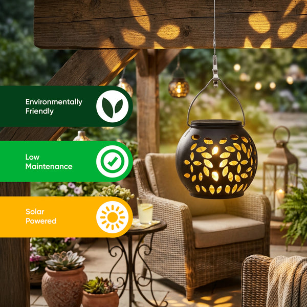 Pack of 4 Hanging Versatile Solar Lanterns – 2-in-1 Tabletop & Hanging LED Garden Lights