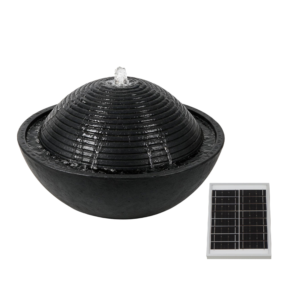 Solar Water Feature – Zen Ripple Dome Fountain with LED Lights & Battery Backup