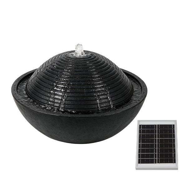 Solar Water Feature – Zen Ripple Dome Fountain with LED Lights & Battery Backup