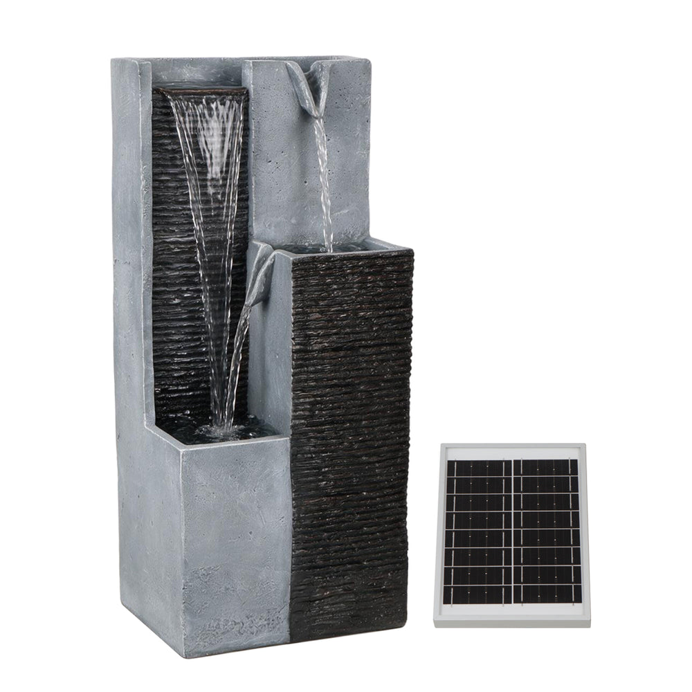 Solar Water Feature – Harmony Pillars Fountain with LED Lights & Battery Backup