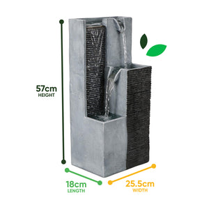 Solar Water Feature – Harmony Pillars Fountain with LED Lights & Battery Backup