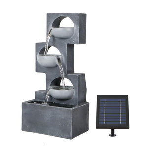 Solar Water Feature – Geometric Steps Fountain with LED Lights & Battery Backup