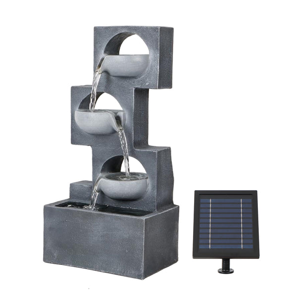 Solar Water Feature – Geometric Steps Fountain with LED Lights & Battery Backup