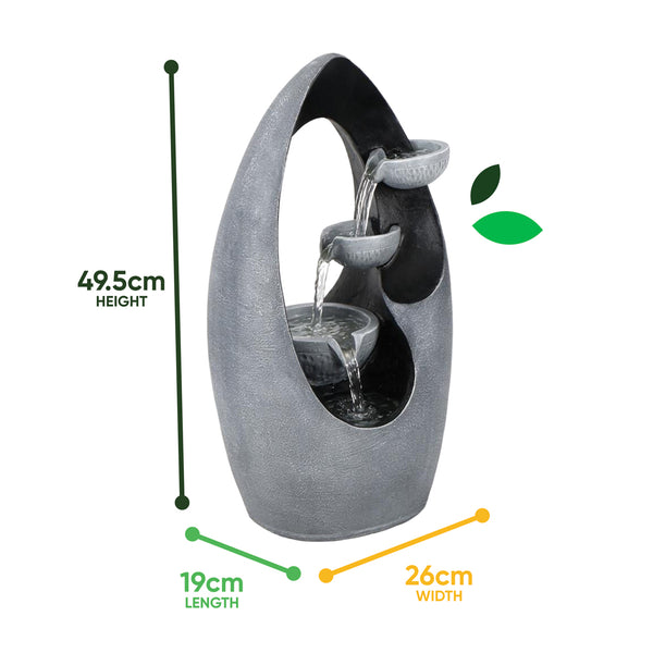 Solar Water Feature – Infinity Loop Fountain with LED Lights & Battery Backup