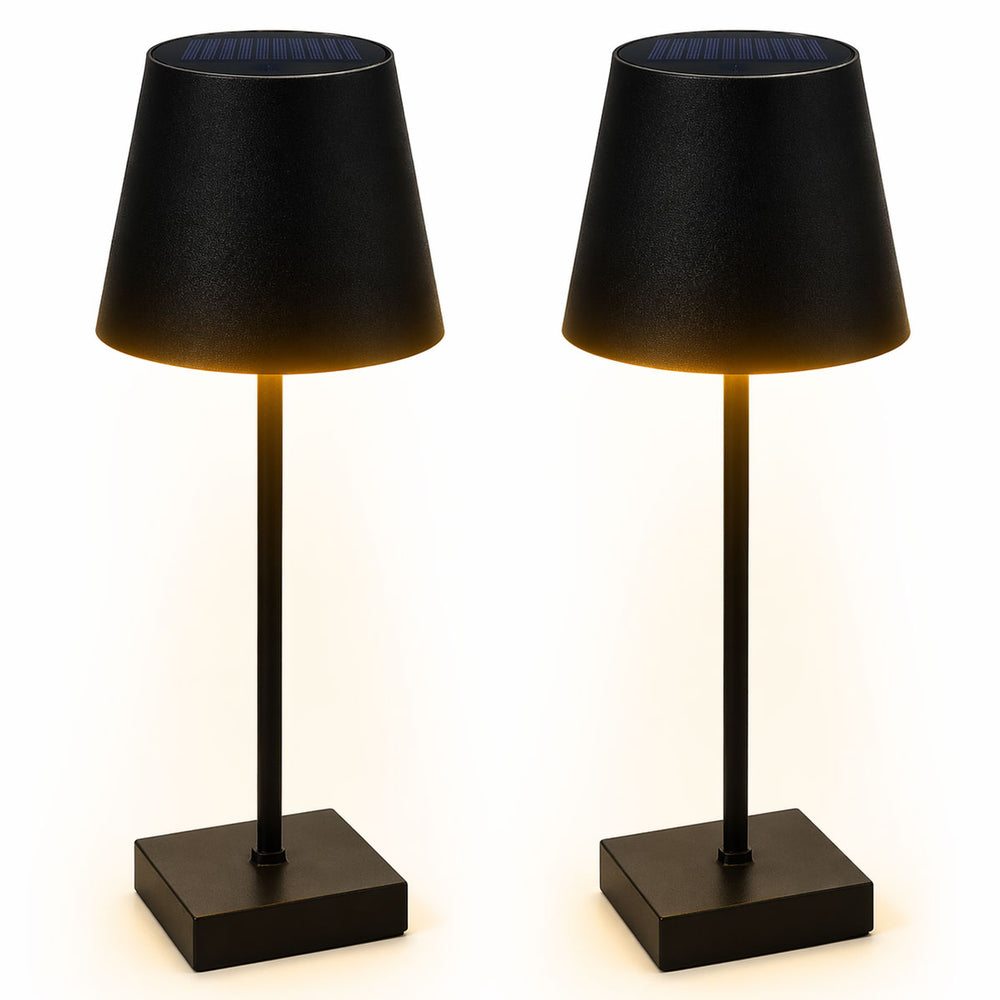 Pack of 2 Solar Table Lamp Light Black – Warm White LED Lamps