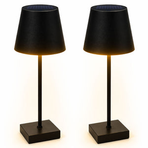Pack of 2 Solar Table Lamp Light Black – Warm White LED Lamps