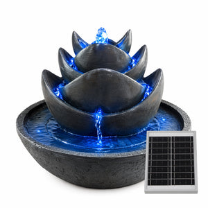 Solar Water Feature – 3 Tier Lotus Fountain with LED Lights & Battery Backup