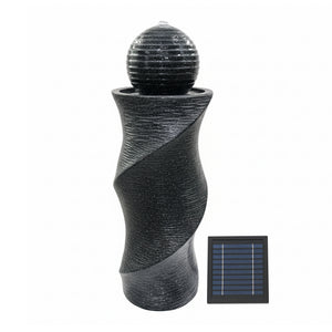 Solar Water Feature – Twisted Ball Fountain with LED Lights & Battery Backup