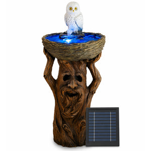 Solar Bird Bath – Owl Bird Bath Fountain with LED Lights & Battery Backup