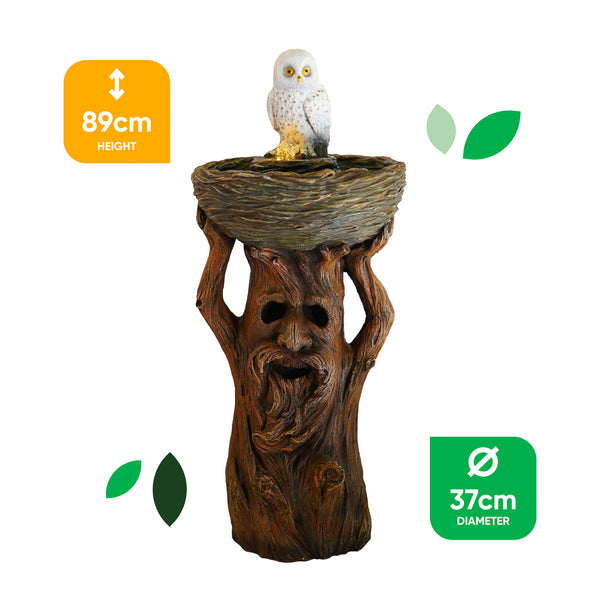 Solar Bird Bath – Owl Bird Bath Fountain with LED Lights & Battery Backup