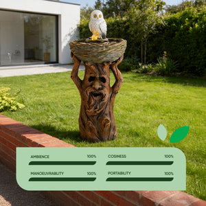 Solar Bird Bath – Owl Bird Bath Fountain with LED Lights & Battery Backup