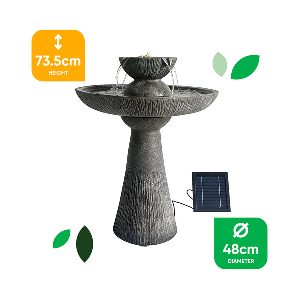 Solar Bird Bath – 2 Tier Bird Bath Fountain with LED Lights & Battery Backup