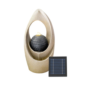 Solar Water Feature – Teardrop Tabletop Fountain with LED Lights & Battery Backup