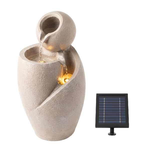 Grey Ball Swirl Solar Water Feature with Battery Backup