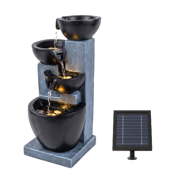 Slate Cascade Solar Water Feature with LED Lights and Battery Backup