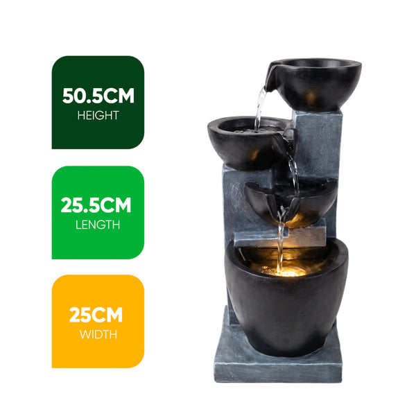 Slate Cascade Solar Water Feature with LED Lights and Battery Backup