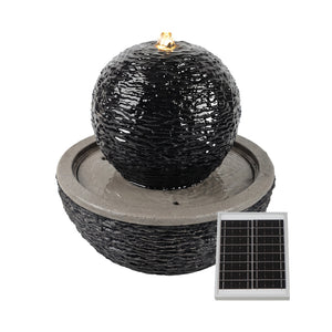 Solar Ball Garden Water Feature with LED Light and Battery Backup