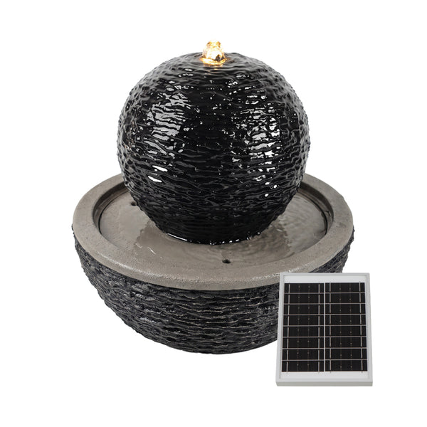 Solar Ball Garden Water Feature with LED Light and Battery Backup