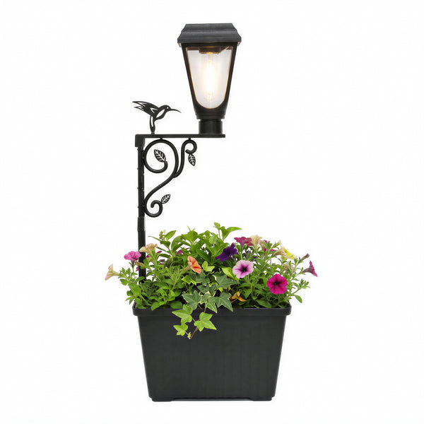 Solar Flower Pot Light with Square Planter – 49cm