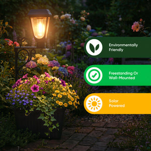 Solar Flower Pot Light with Square Planter – 49cm