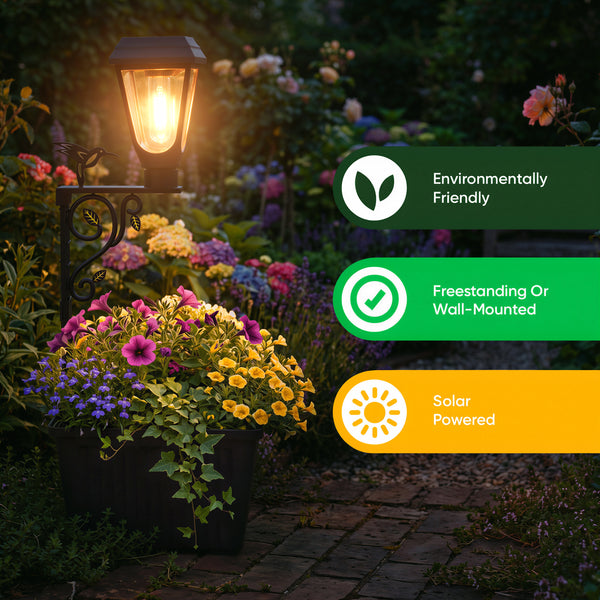 Solar Flower Pot Light with Square Planter – 49cm