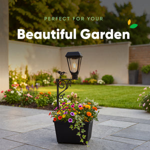 Solar Flower Pot Light with Square Planter – 49cm