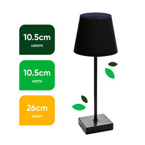 Pack of 2 Solar Table Lamp Light Black – Warm White LED Lamps
