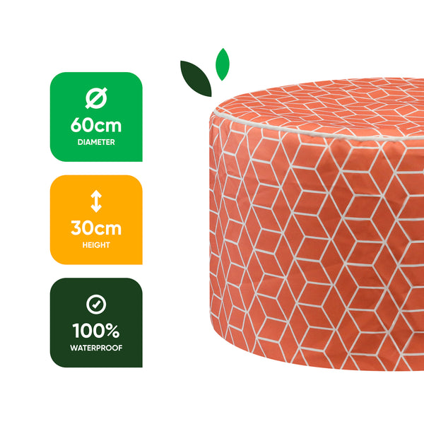 Outdoor Pouf Ottoman – Terracotta Cube Inflatable Footstool