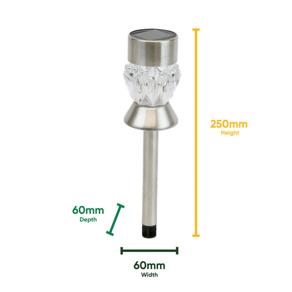 Pack of 4 Solar Round Crystal Stake Lights – Colour Changing LED Garden Lights