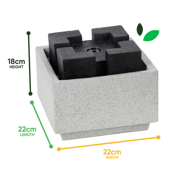 Solar Water Feature – Granite Oasis Fountain with LED Lights & Battery Backup