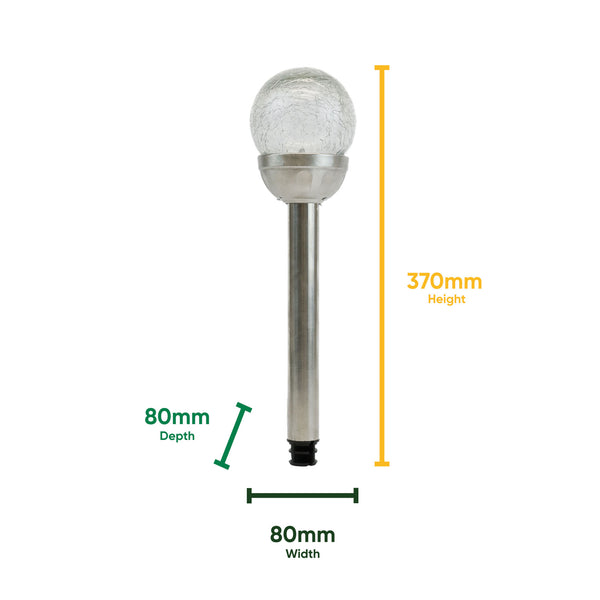 Pack of 6 Solar Stake Lights – Crackle Glass Ball 8cm LED Lights