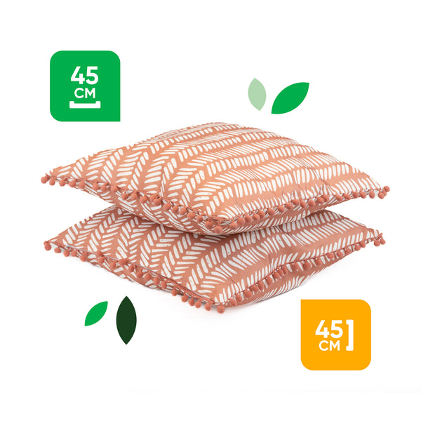 Pair of Outdoor Scatter Cushions – Terracotta Fern Design