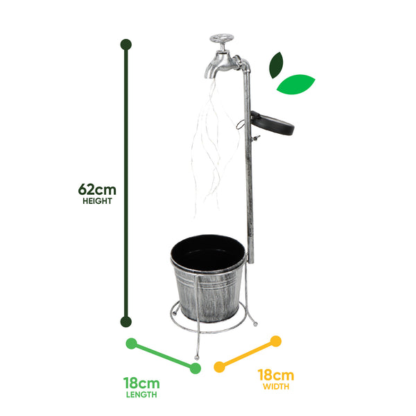 Solar Watering Tap with Cascade Lights – Warm White LED Garden Feature Light