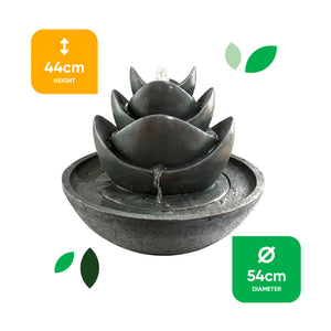 Solar Water Feature – 3 Tier Lotus Fountain with LED Lights & Battery Backup