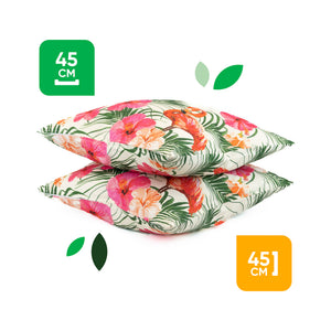 Pair of Outdoor Scatter Cushions – Flamingo Palm Print Design