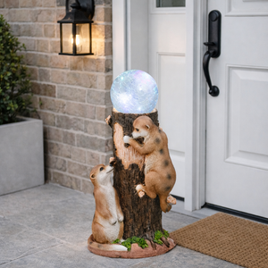 Solar Meerkat Colour Changing Ball Light – LED Crackle Globe Garden Ornament