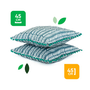 Pair of Outdoor Scatter Cushions – Teal Fern Design