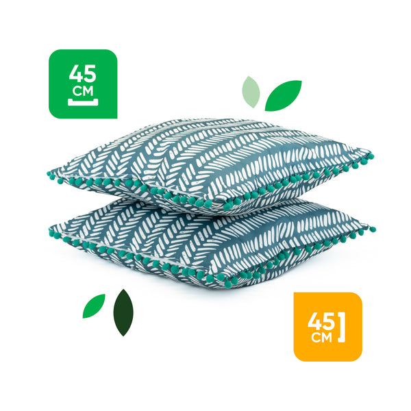 Pair of Outdoor Scatter Cushions – Teal Fern Design