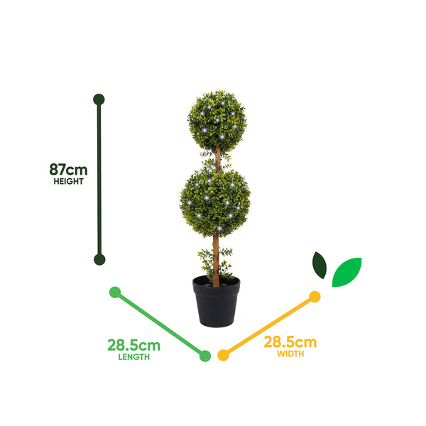 Solar Faux Plant – Double Bay Ball Tree in Pot with 100 LED Lights