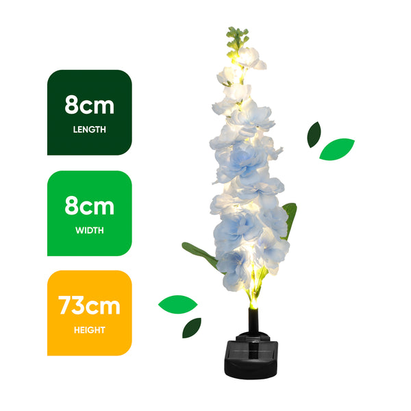 Blue Delphinium Solar Stake Light – 20 Warm White LED Garden Light
