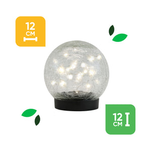Pack of 2 Solar Crackle Ball LED Lights – Warm White Glass Globe Garden Lights
