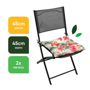 Pair of Outdoor Seat Pads - Flamingo Design Chair Cushions