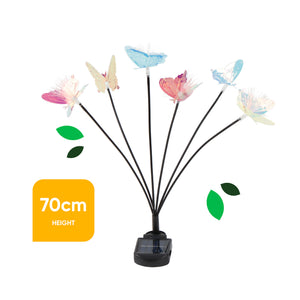Solar Iridescent Butterfly Stake Light – 6 Butterfly Warm White LED Garden Light