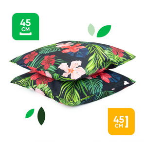 Pair of Outdoor Scatter Cushions – Tropical Leaf Design