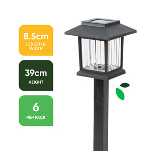Pack of 6 Illuminated Solar Path Stake Lights – Warm White LED Garden Lights