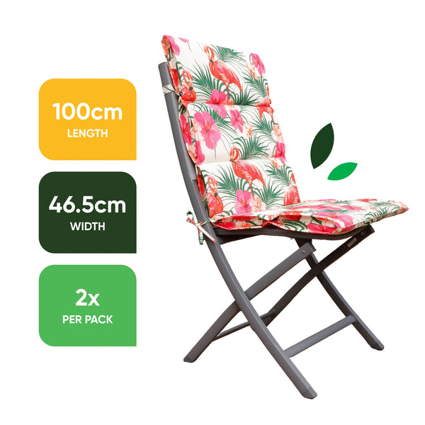 Pair of Outdoor Seat Cushions – Flamingo Full Length Chair Pads