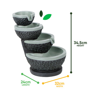 Solar Water Feature – Tiered Cascade Waterfall Fountain with LED Lights & Battery Backup