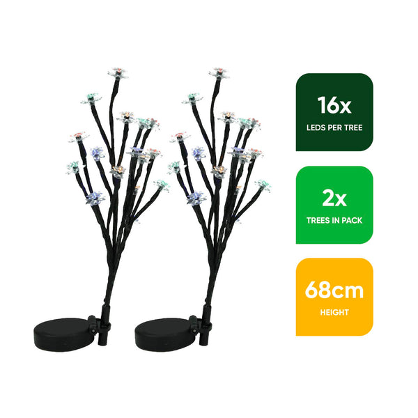 Pack of 2 Solar Stake Lights – Flower Tree LED Lights